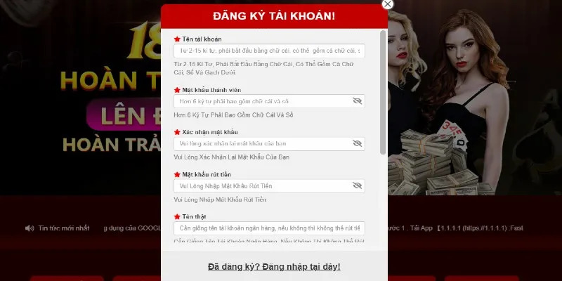 Đăng ký 18Win với vài thao tác đơn giản